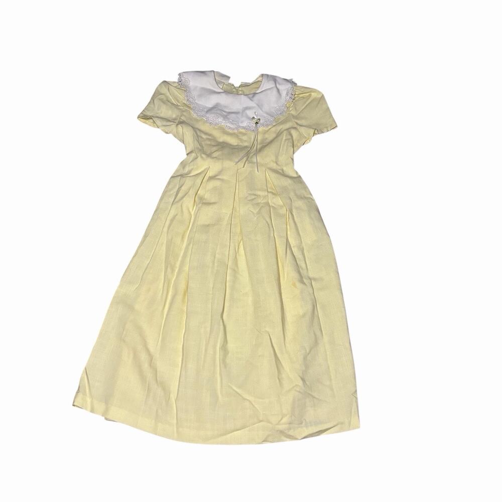 Vintage Bonnie Jean Girls Floral Dress Lace Bib Collar Union Made USA Size 8 10⁠
